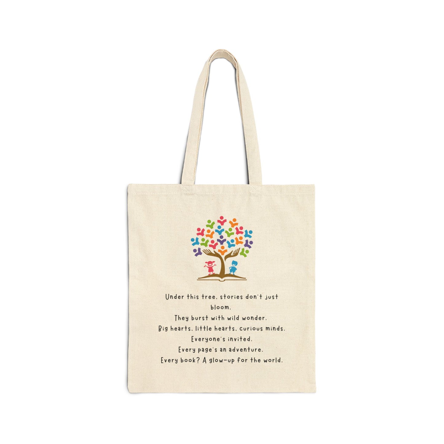 Under This Tree Eco-Friendly Cotton Canvas Tote Bag – Inspirational Quote Gift for Book Lovers & Readers