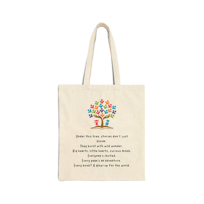 Under This Tree Eco-Friendly Cotton Canvas Tote Bag – Inspirational Quote Gift for Book Lovers & Readers