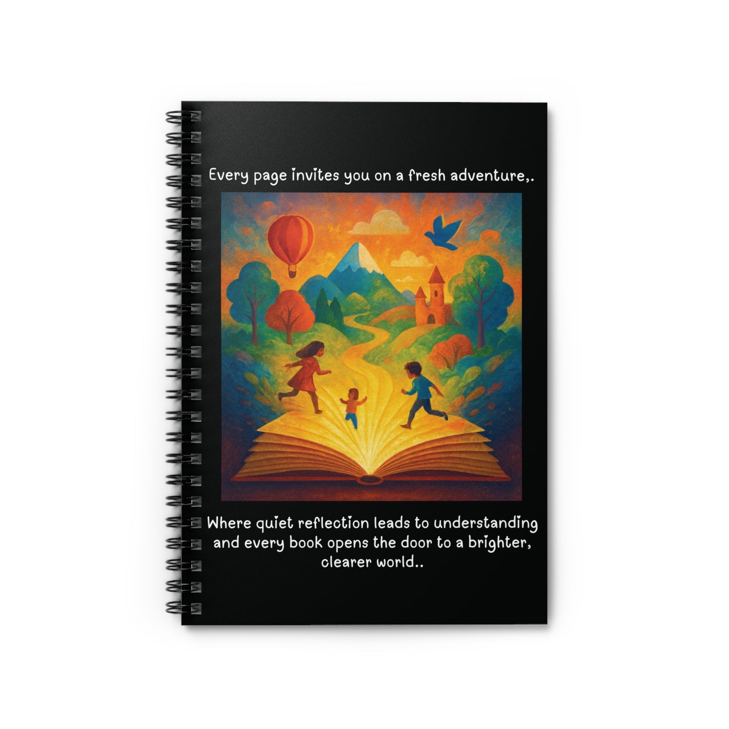 Adventure Quote Spiral Notebook — 'Every page invites you on a fresh adventure' Ruled Journal