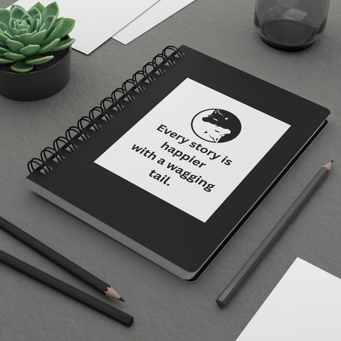 Every Story Is Happier With a Wagging Tail — Yin Yang Dogs Spiral Notebook for Writing & Quiet Moments (Black Cover)