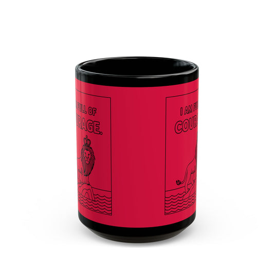 Red Full of Courage Lion Affirmation Mug
