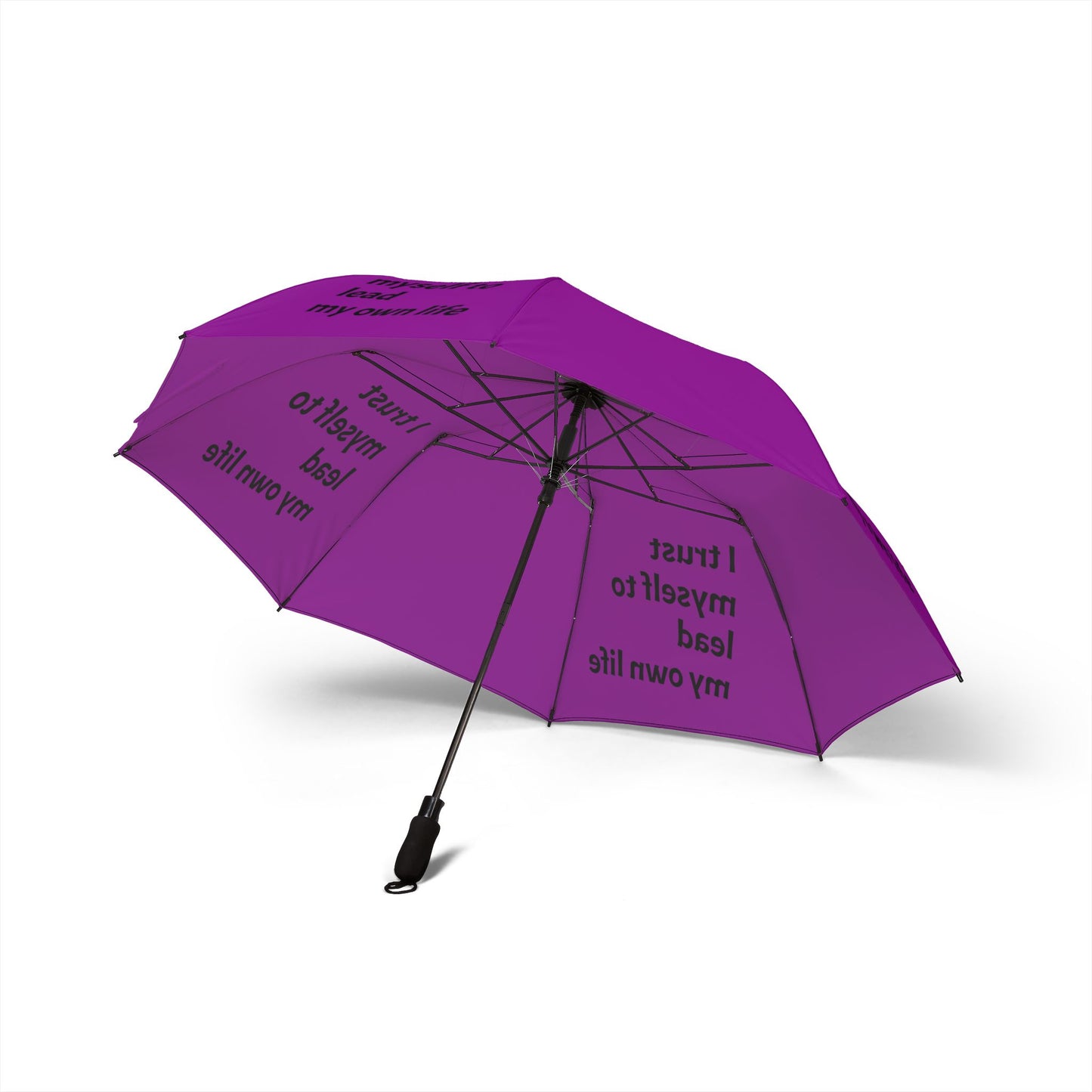 "I Trust Myself To Lead My Own Life" — Purple Semi‑Automatic Foldable Umbrella