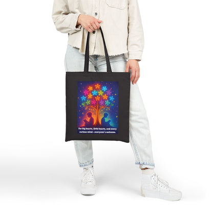 Colorful Tree of Wonder Cotton Canvas Tote Book Lover Art Bag