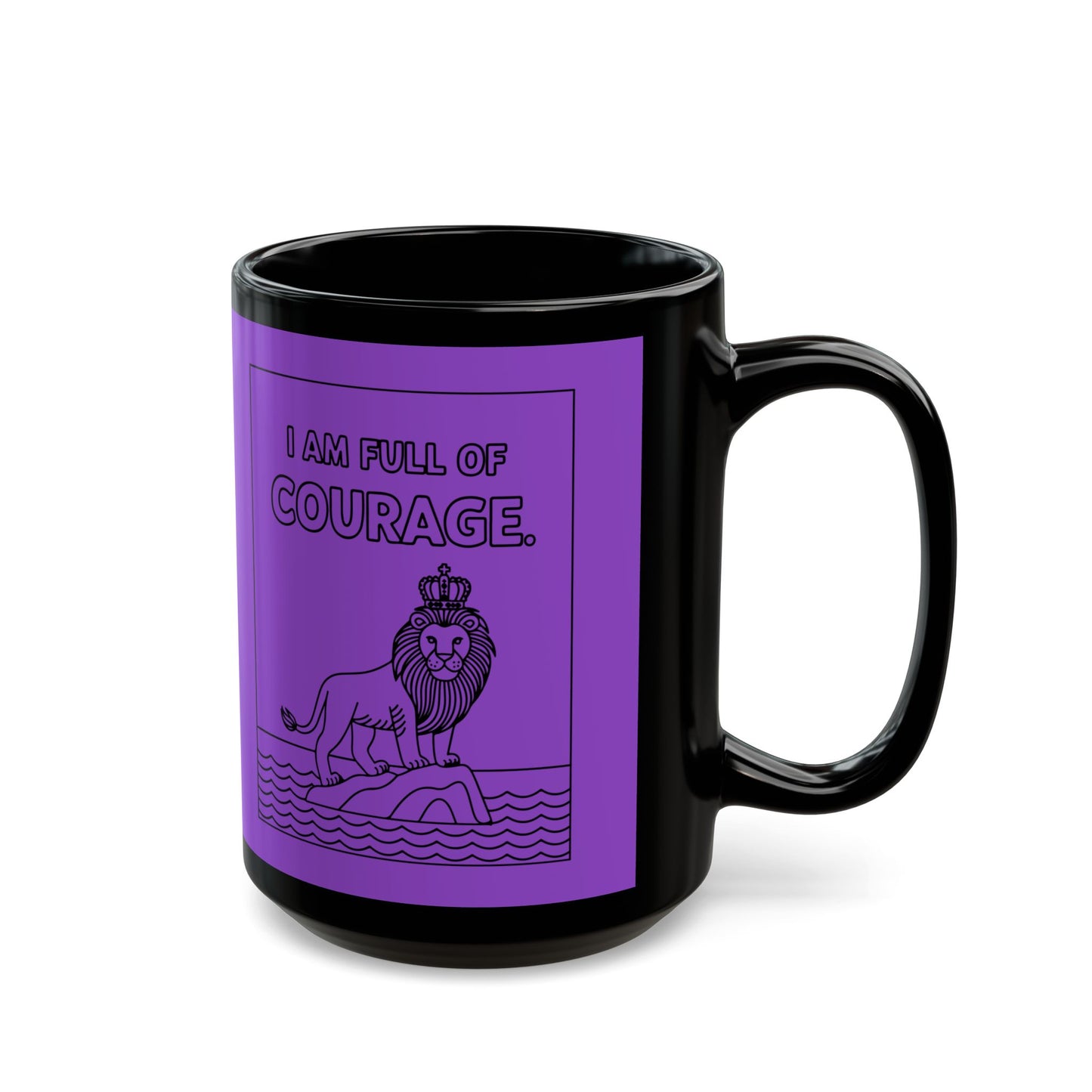 Purple Full of Courage Lion Affirmation Mug
