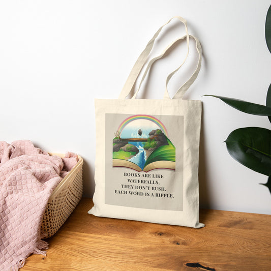 Waterfall Story Literary Cotton Canvas Tote Bag