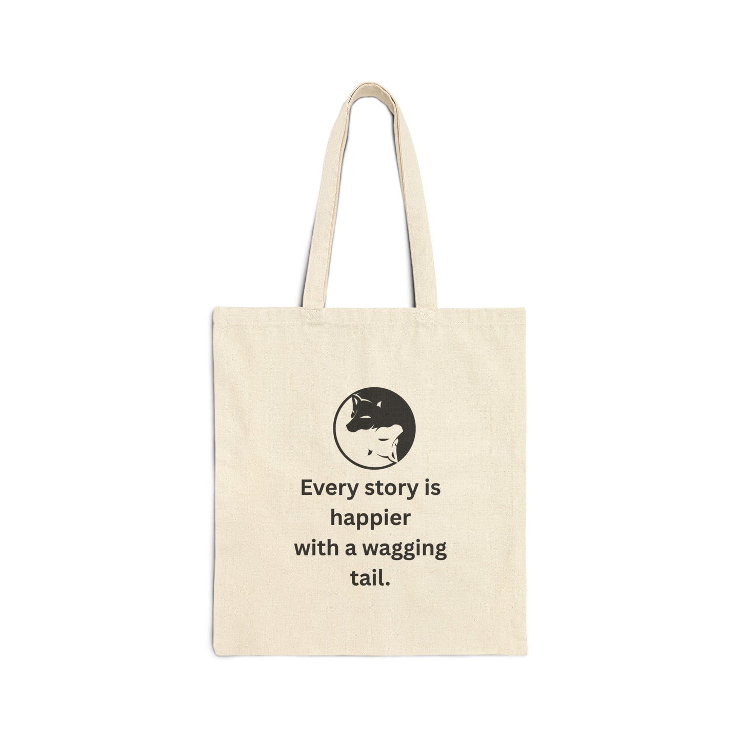 Every Story Is Happier With a Wagging Tail — Yin Yang Dogs Cotton Canvas Tote Bag