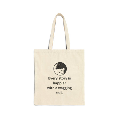 Every Story Is Happier With a Wagging Tail — Yin Yang Dogs Cotton Canvas Tote Bag