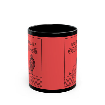 Red Full of Courage Lion Affirmation Mug