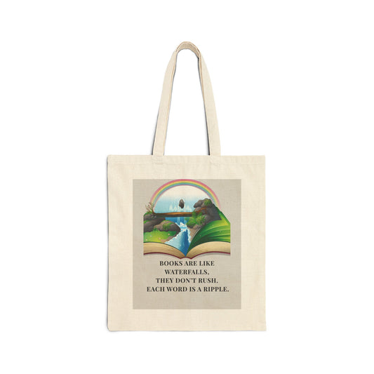Waterfall Story Literary Cotton Canvas Tote Bag