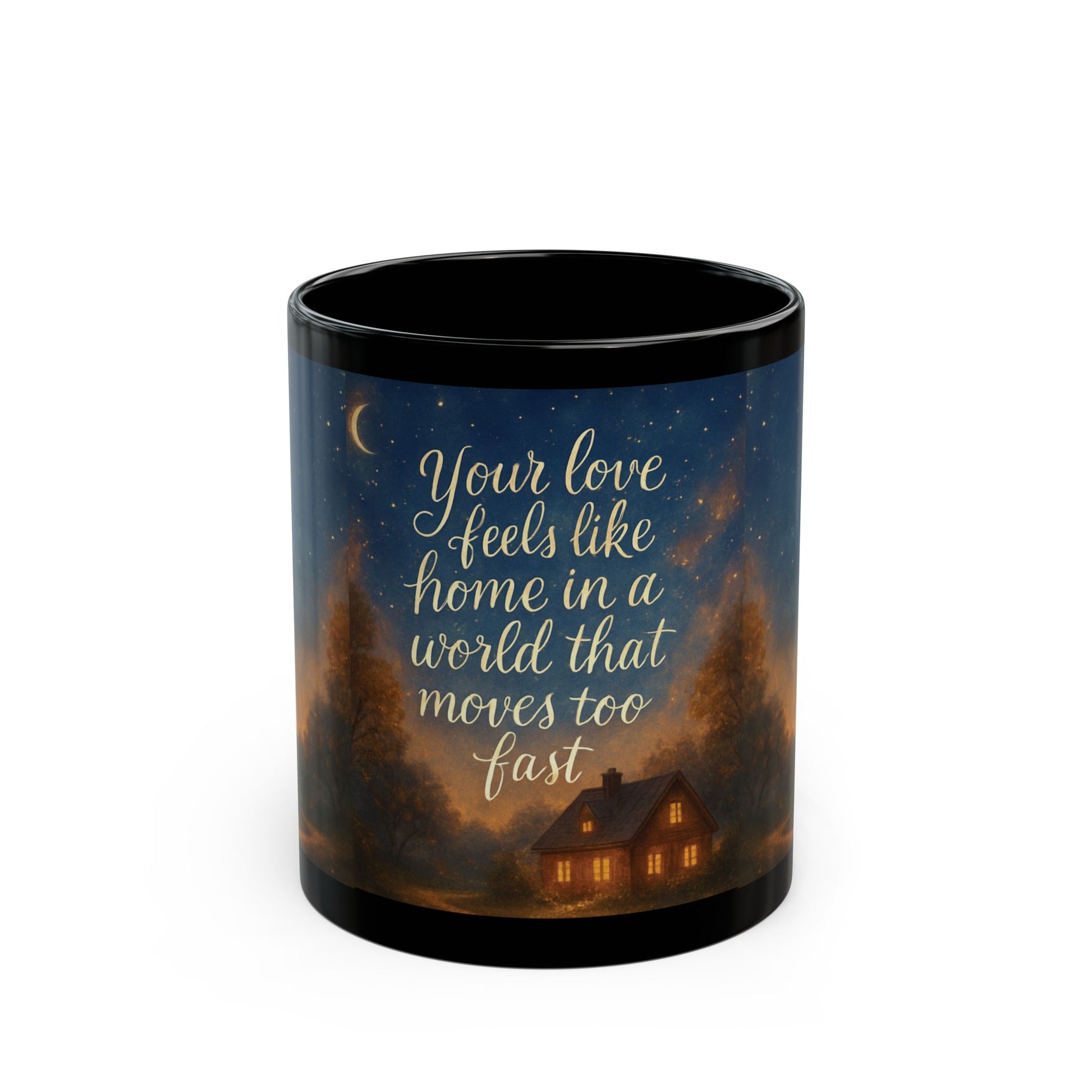Mug with a scenic design and motivational quote on a white background