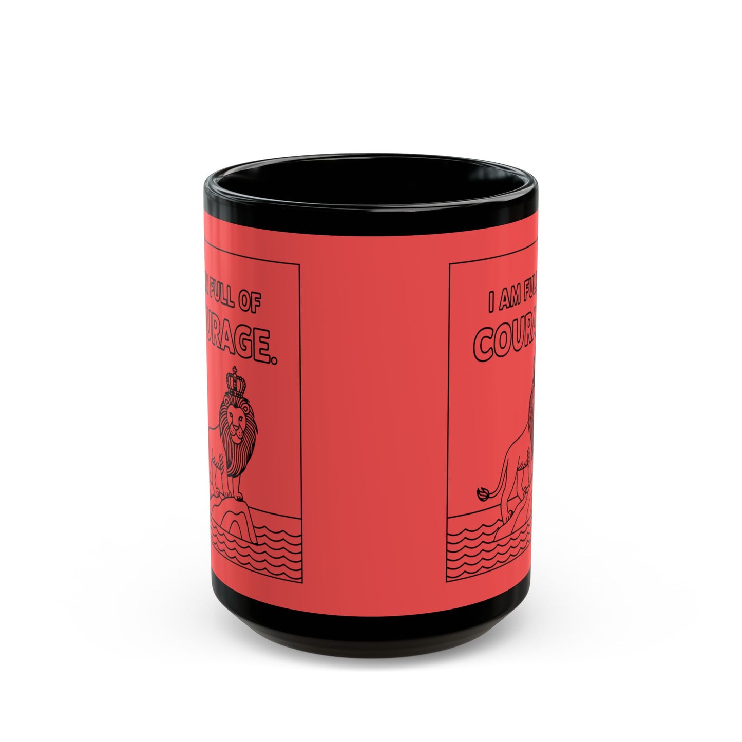 Red Full of Courage Lion Affirmation Mug