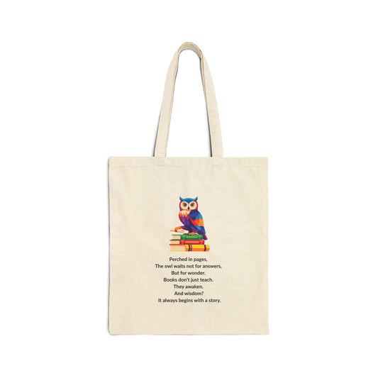 The Owl Who Carries Stories — A Tote for Readers and Dreamers