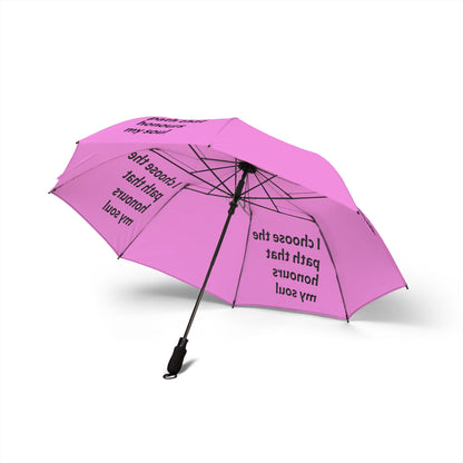 "I Choose The Path That Honours My Soul" — Pink Semi‑Automatic Foldable Umbrella