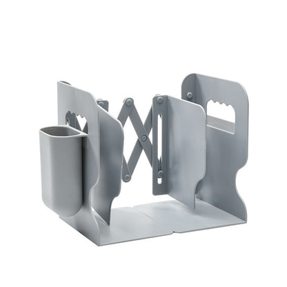 Retractable Bookends with Pen Holder Adjustable Heavy Duty Desk Organizer