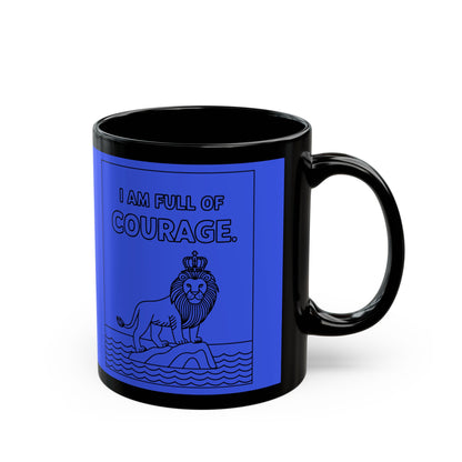 Dark Blue Full of Courage Lion Affirmation Mug