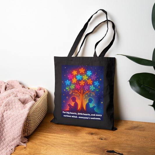 Colorful Tree of Wonder Cotton Canvas Tote Book Lover Art Bag