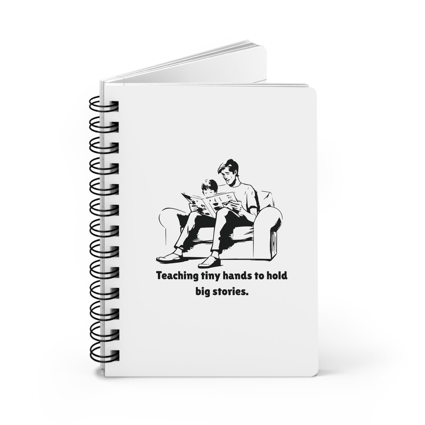 Teaching Tiny Hands to Hold Big Stories — Reading Together Spiral Notebook for Writing & Quiet Moments (White Cover)