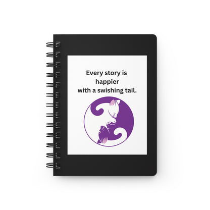 Every Story Is Happier With a Swishing Tail — Yin Yang Cats Spiral Notebook for Writing & Quiet Moments (Black Cover)