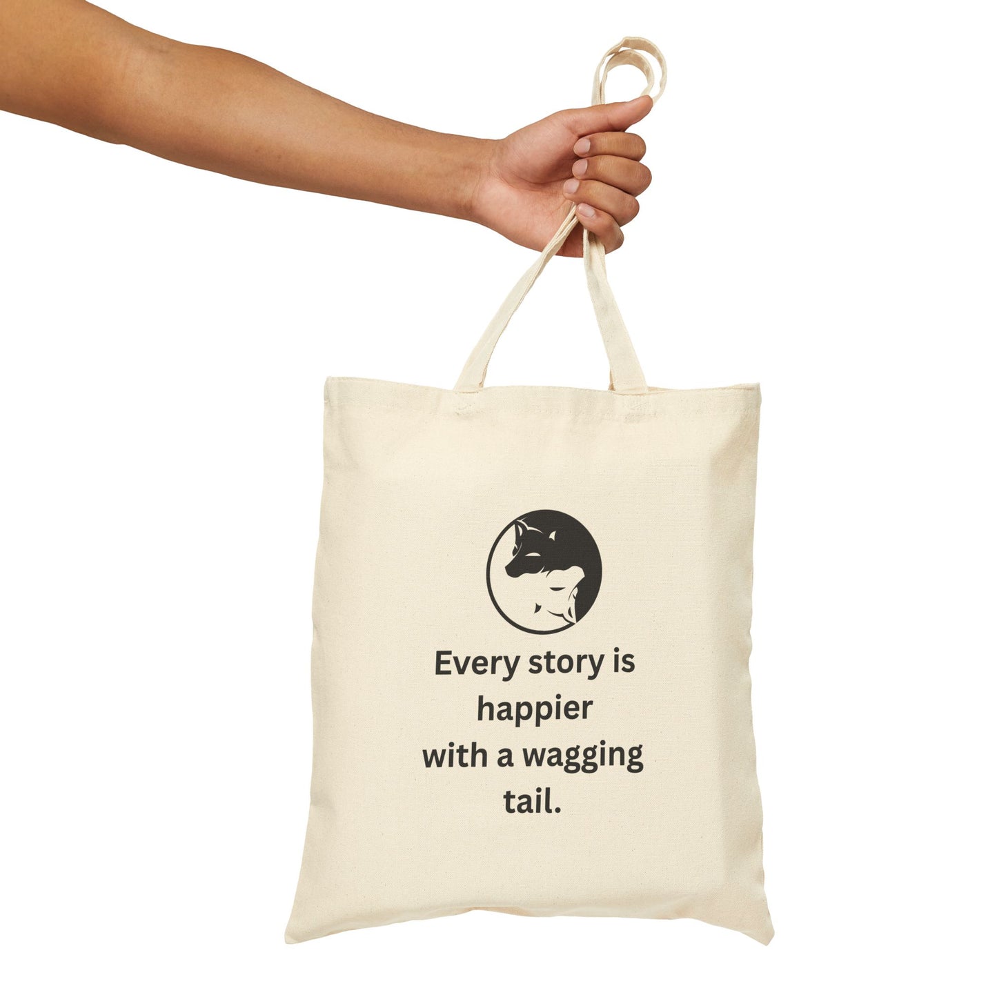 Every Story Is Happier With a Wagging Tail — Yin Yang Dogs Cotton Canvas Tote Bag