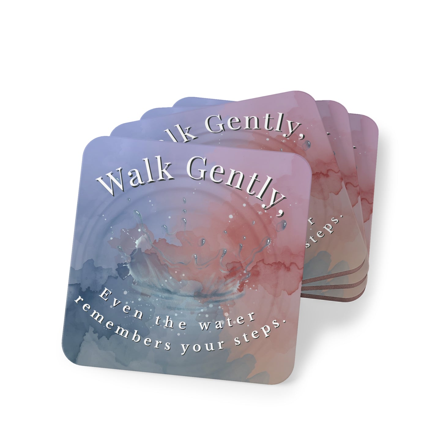 Inspirational Coasters – “Walk Gently” Nature-Inspired Quote Drink Coasters | Artful Home Decor Gift