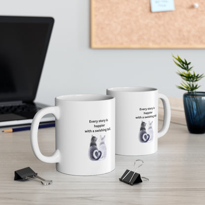 Every Story Is Happier With a Swishing Tail — Heart-Tails Cats Ceramic Coffee Mug