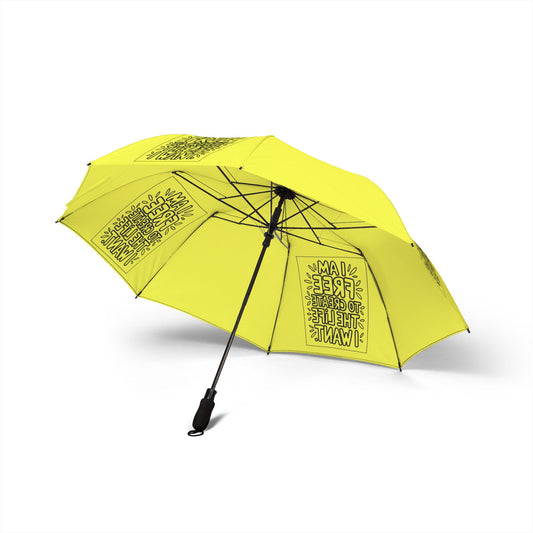 “I Am Free To Create The Life I Want” — Yellow Semi‑Automatic Foldable Umbrella