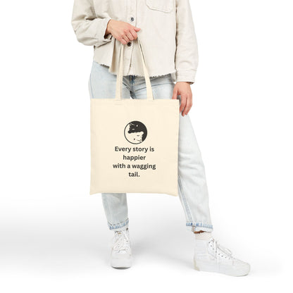 Every Story Is Happier With a Wagging Tail — Yin Yang Dogs Cotton Canvas Tote Bag