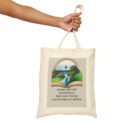 Waterfall Story Literary Cotton Canvas Tote Bag