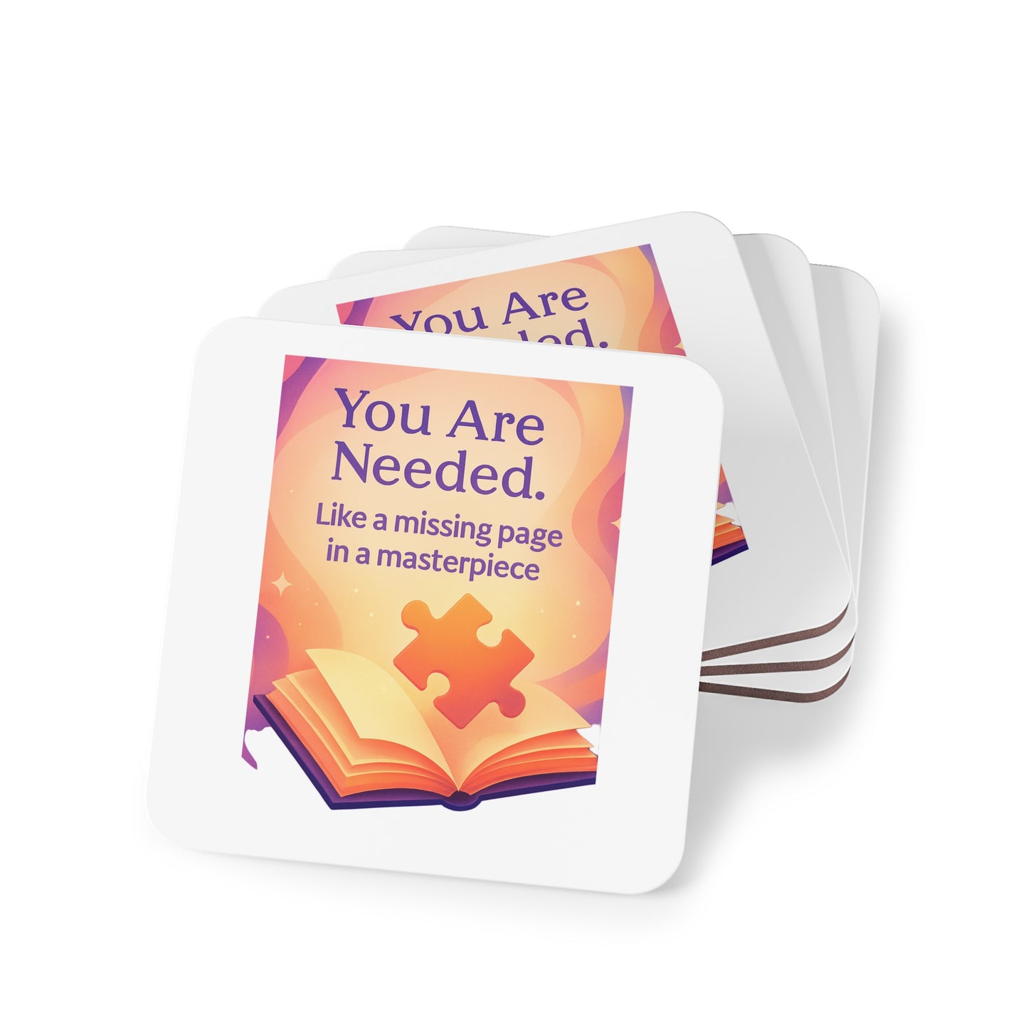 Missing Pages of Your Table Story — Inspirational White Drink Coasters