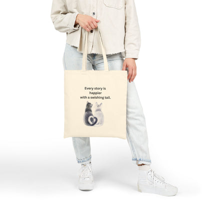 Every Story Is Happier With a Swishing Tail — Heart-Tails Cats Cotton Canvas Tote Bag