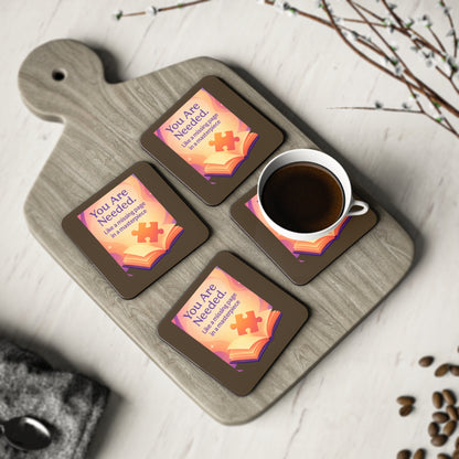 Missing Pages of Your Table Story — Inspirational Black Drink Coasters