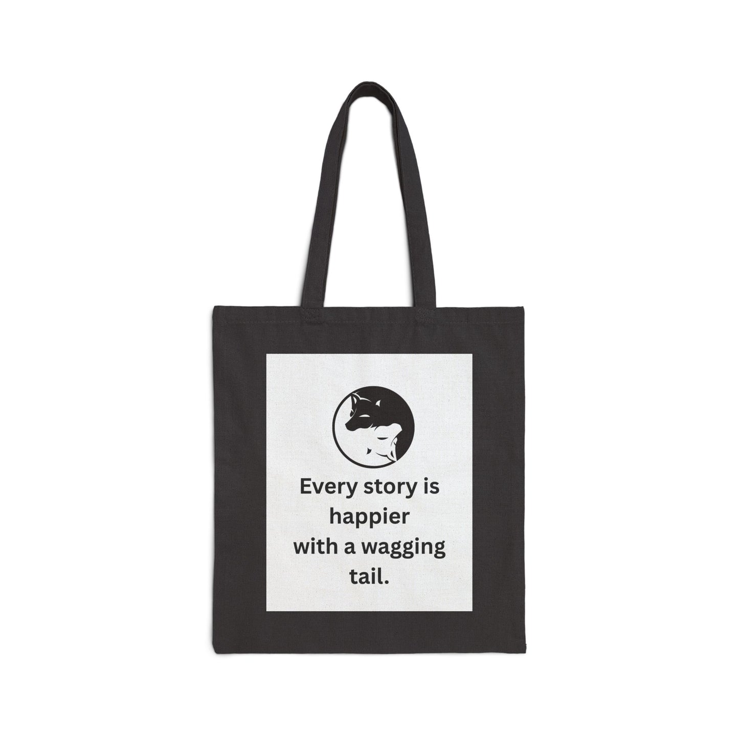 Every Story Is Happier With a Wagging Tail — Yin Yang Dogs Cotton Canvas Tote Bag