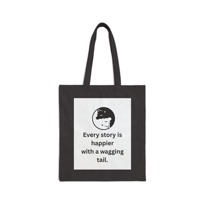 Every Story Is Happier With a Wagging Tail — Yin Yang Dogs Cotton Canvas Tote Bag