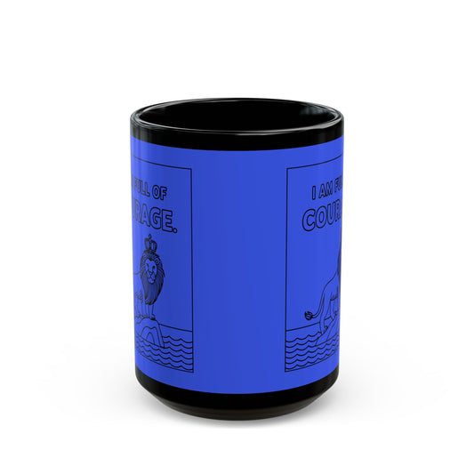 Dark Blue Full of Courage Lion Affirmation Mug