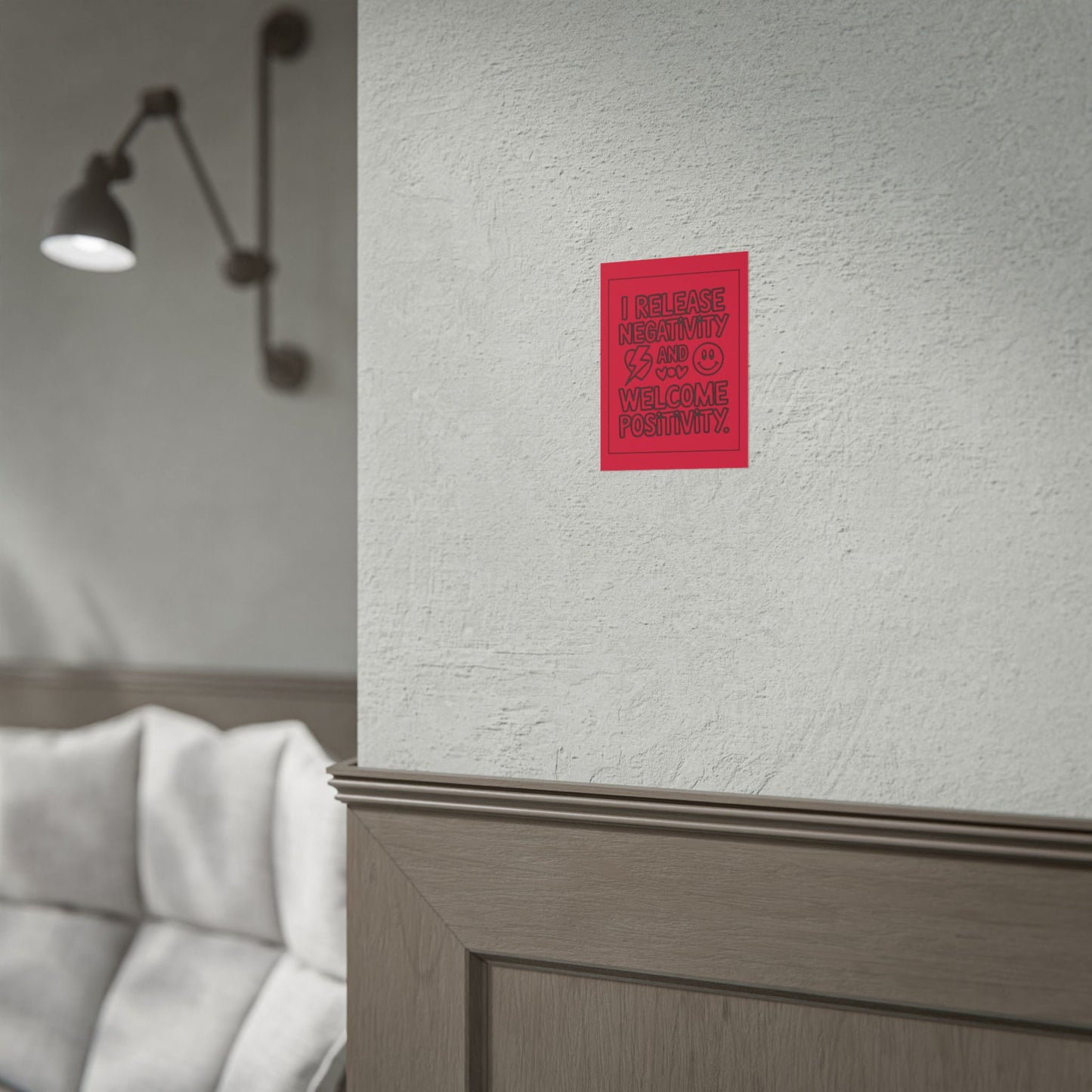 I Release Negativity and Welcome Positivity" Red Motivational Wall Art