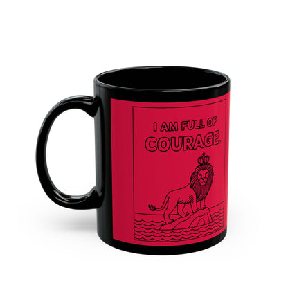 Red Full of Courage Lion Affirmation Mug