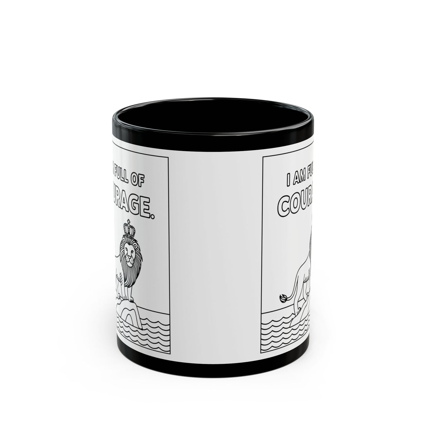 White Full of Courage Lion Affirmation Mug
