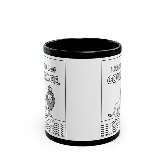 White Full of Courage Lion Affirmation Mug