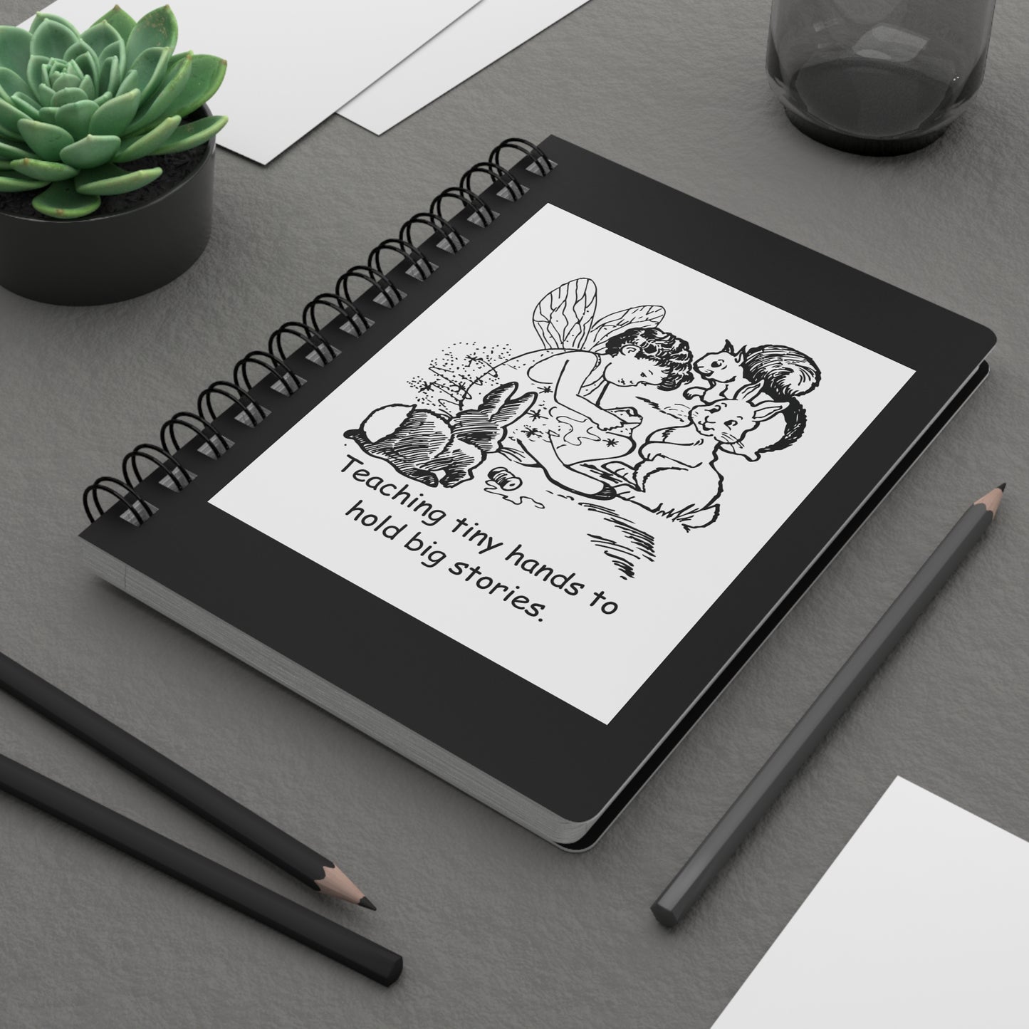 Teaching Tiny Hands to Hold Big Stories — Fairy Tale Spiral Notebook for Writing & Quiet Moments (Black Cover)