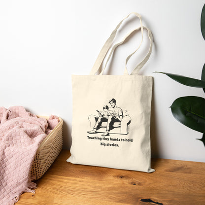 Teaching Tiny Hands to Hold Big Stories — Reading Together Cotton Canvas Tote Bag