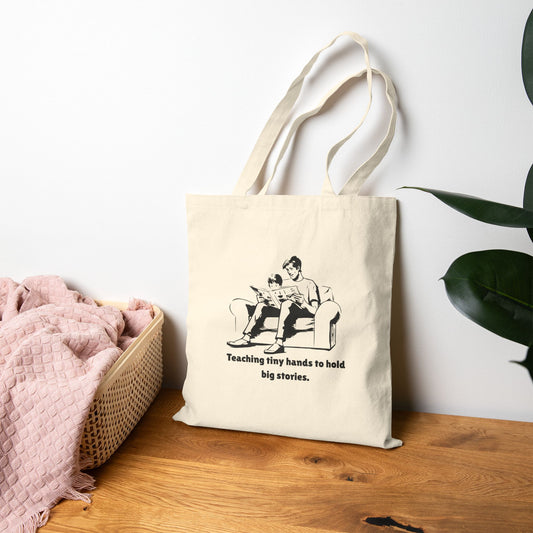 Teaching Tiny Hands to Hold Big Stories — Reading Together Cotton Canvas Tote Bag
