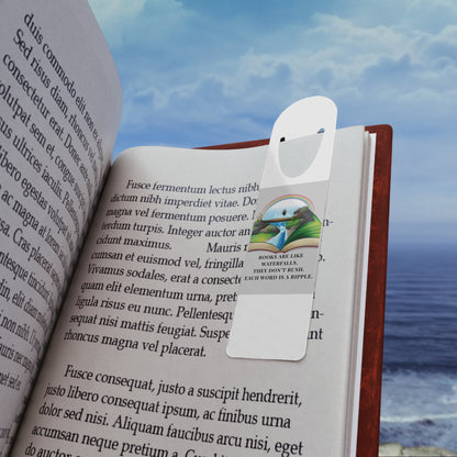 White Aluminium Bookmark — Books Are Like Waterfalls