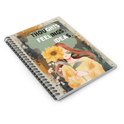 "Thoughts. Feelings. Ideas." Floral Spiral Notebook Journal