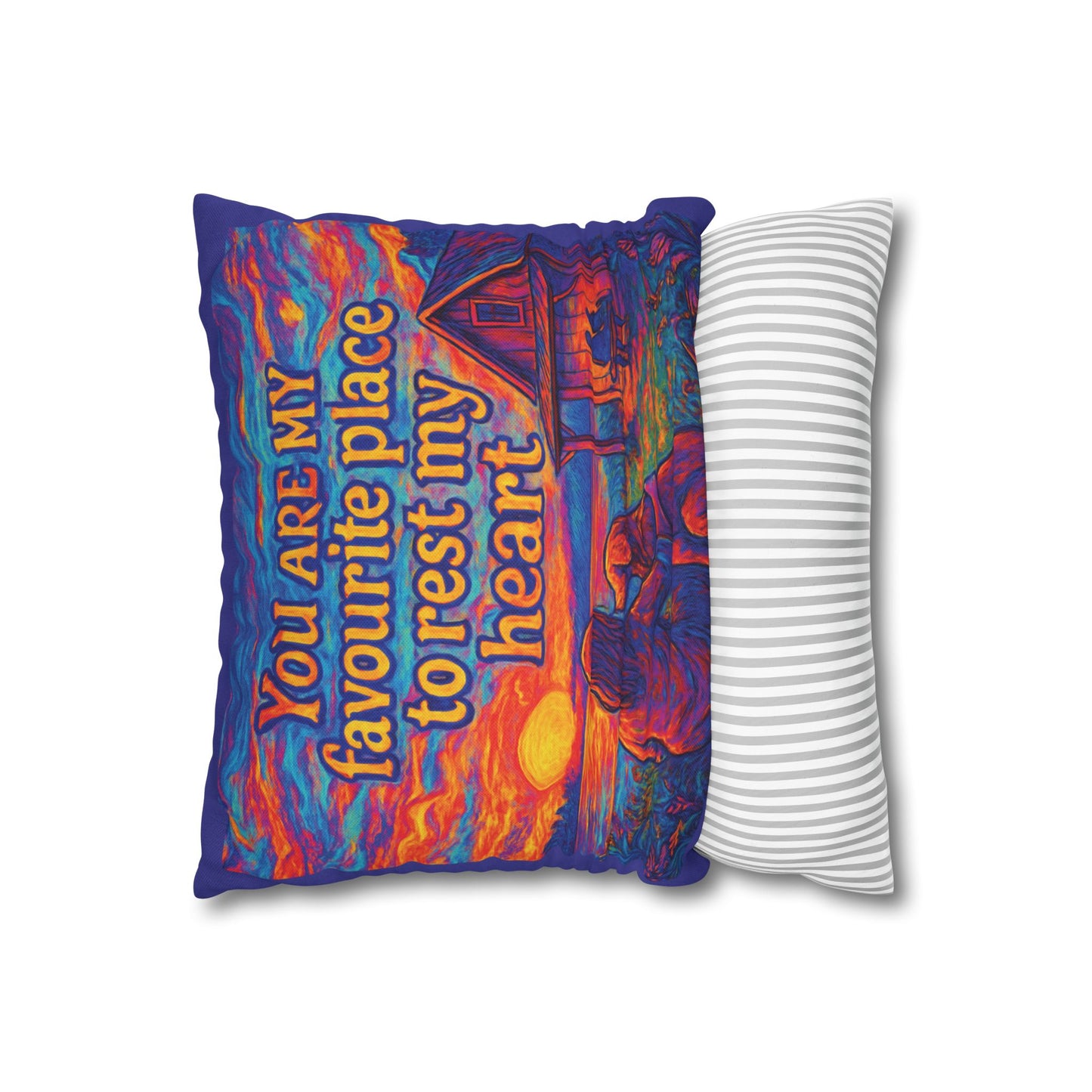 Sunset Throw Pillow — “You Are My Favourite Place to Rest My Heart” Decorative Cushion