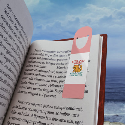 Pink Aluminum Bookmark — Love Me, Handle Me Cat