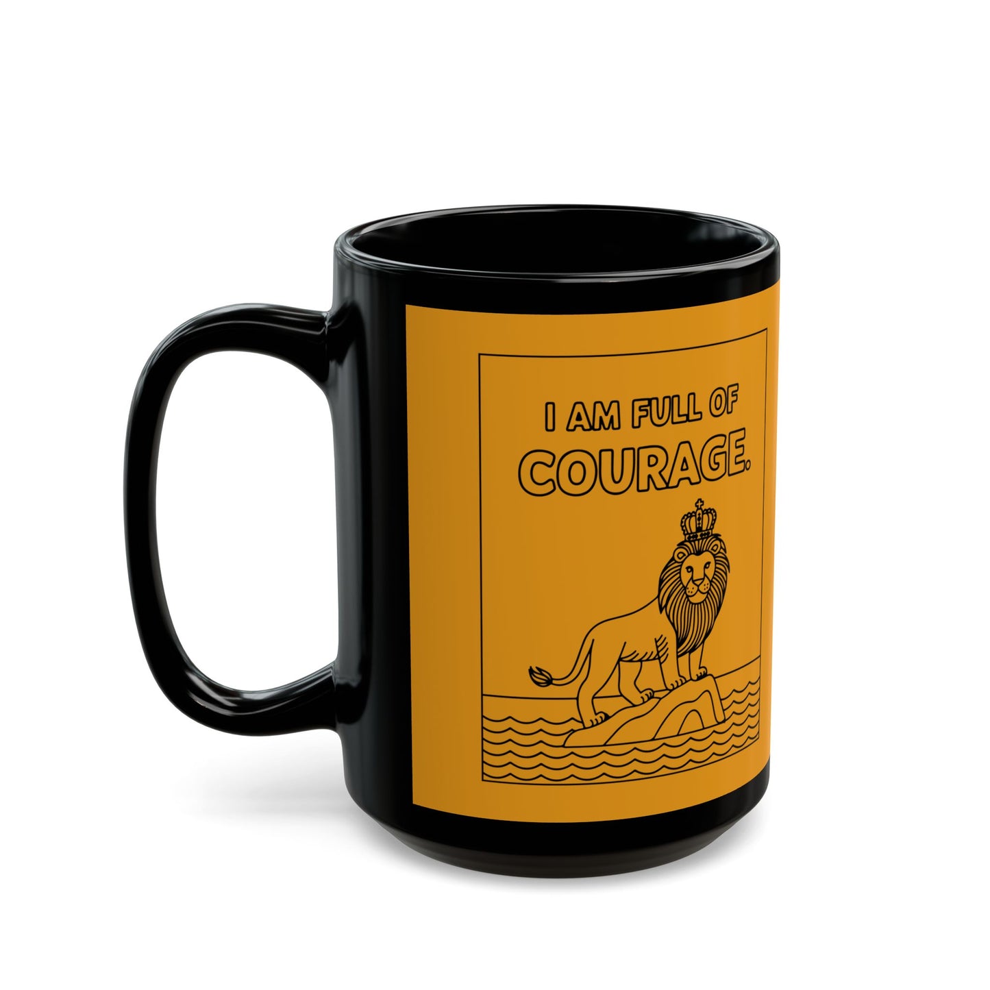Yellow Full of Courage Lion Affirmation Mug