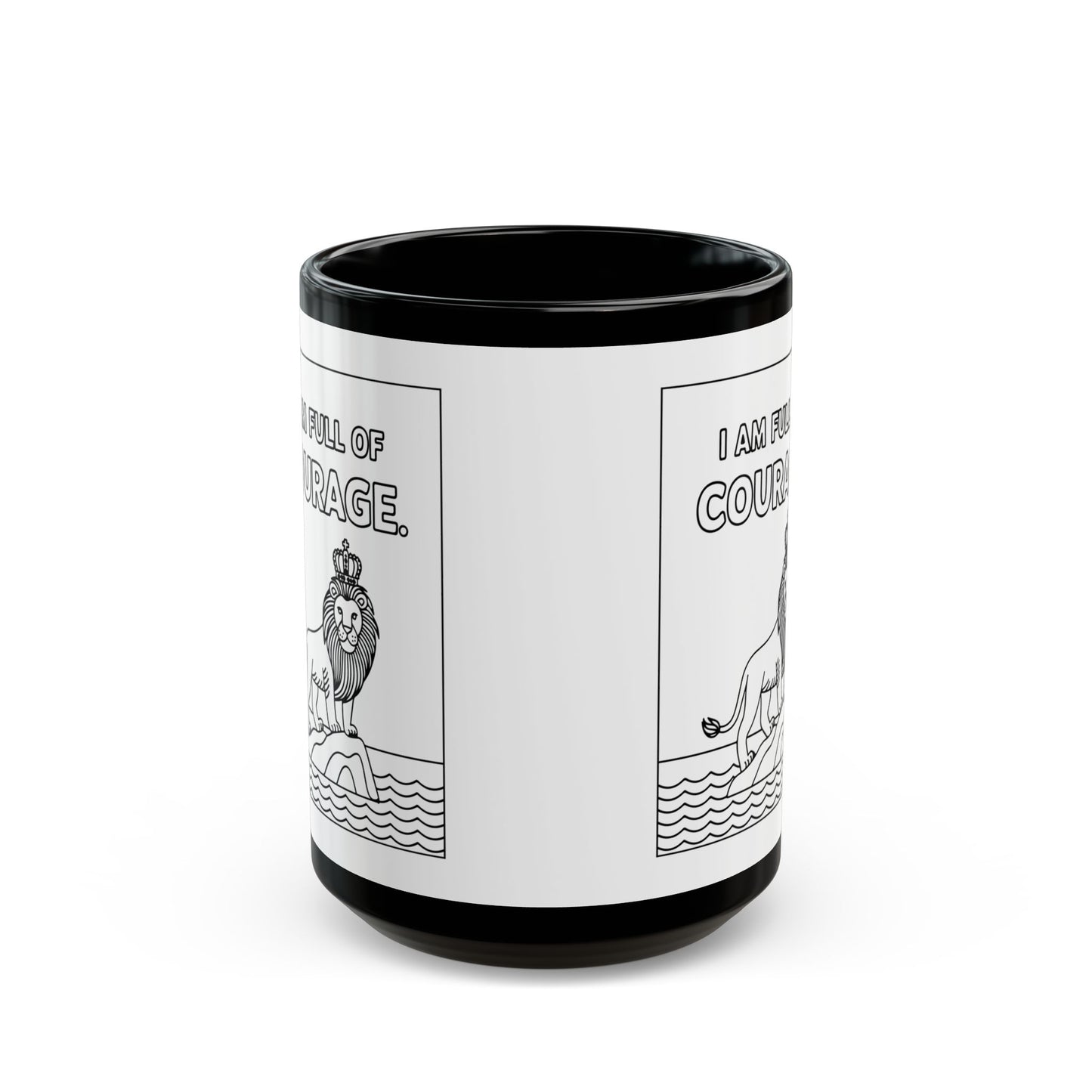 White Full of Courage Lion Affirmation Mug