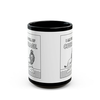 White Full of Courage Lion Affirmation Mug