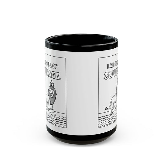 White Full of Courage Lion Affirmation Mug