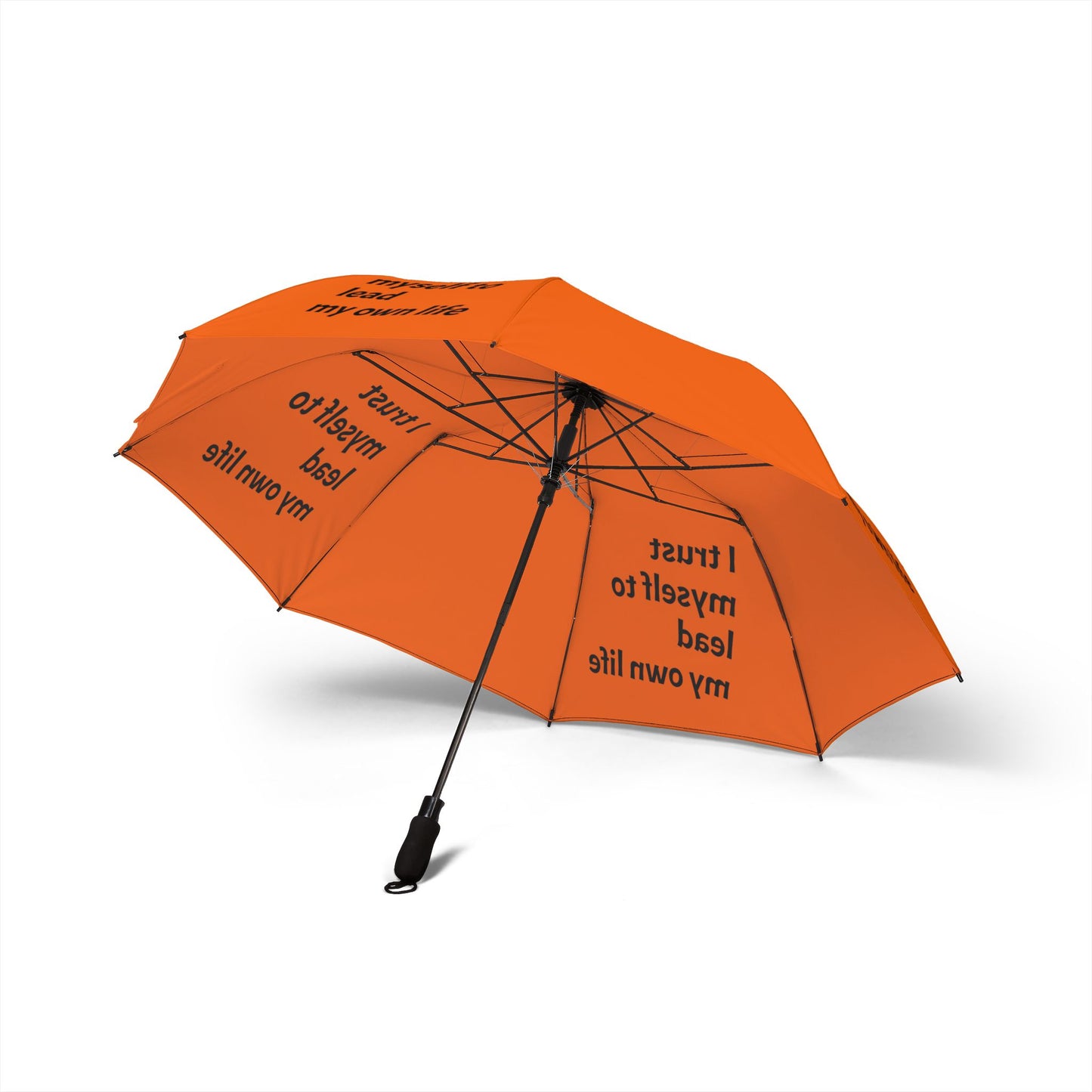 "I Trust Myself To Lead My Own Life" — Orange Semi‑Automatic Foldable Umbrella